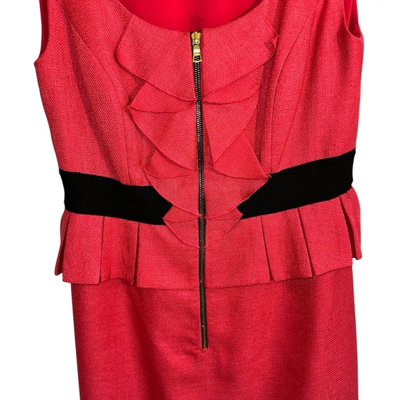 Phoebe Couture Raspberry Tweed Peplumed Zipper Front Dress Size 12 - Picture 5 of 8